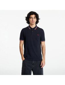 Férfi póló FRED PERRY Twin Tipped Fred Perry Shirt Navy/ Snow white/ Bntred