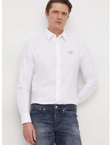 Calvin Klein Jeans pamut ing férfi, galléros, fehér, regular