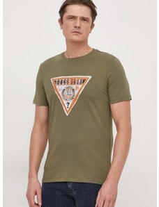 Guess t-shirt zöld, férfi, nyomott mintás, M4RI38 J1314