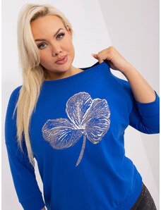 Fashionhunters Cobalt blue oversized women's blouse with print