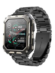 Smart Watch C20 Pro ütésálló IP68 outdoor telefonfunkciós okosóra fémszíjjal - fekete