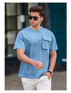 Madmext Men's Blue Pocket Detailed T-Shirt 5225