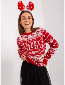 Fashionhunters Red sweater with Christmas motif SUBLEVEL