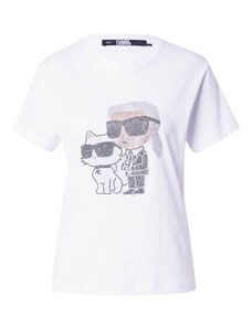 Karl Lagerfeld Póló 'Ikonik 2.0' testszínű / ezüstszürke / fekete / fehér