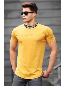 Madmext Men's Yellow Embroidery Printed T-Shirt 4486