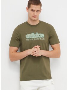 adidas pamut póló zöld, férfi, nyomott mintás, IM8314