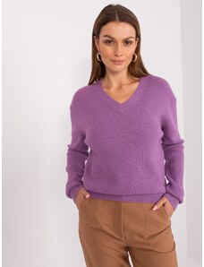 Fashionhunters Purple loose striped sweater