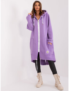 Fashionhunters Purple long sweatshirt with drawstrings