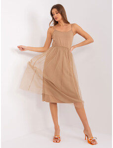 Fashionhunters Camel cocktail dress with tulle bottom