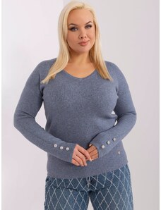Fashionhunters Teal plus size sweater with a neckline