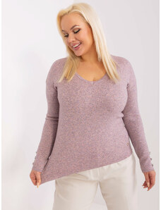 Fashionhunters Light pink melange sweater plus size