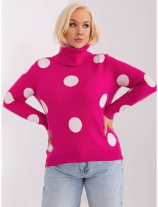 Fashionhunters Plus-size fuchsia sweater with polka dots