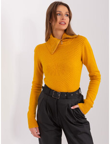 BASIC Mustáros pulóver cipzáras garbó PM-SW-R3634.99-dark yellow