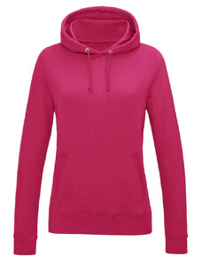 Kapucnis Női pulóver Just Hoods AWJH001F, bolyhozott belsővel, Hot Pink-2XL