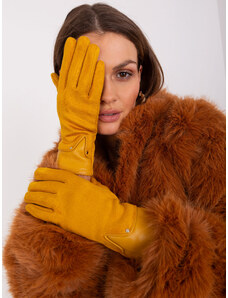 Fashionhunters Dark yellow elegant women's gloves
