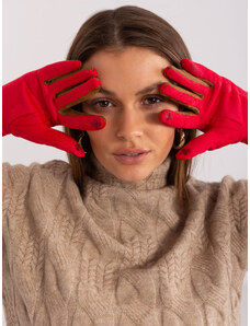 Fashionhunters Red touch gloves with a smooth pattern