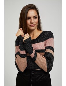 Moodo Striped sweater with metallic thread