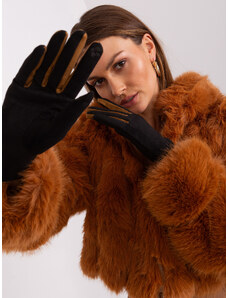 Fashionhunters Black elegant gloves with knitted belt