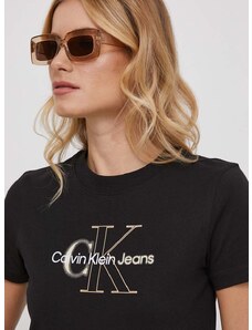 Calvin Klein Jeans pamut póló női, fekete