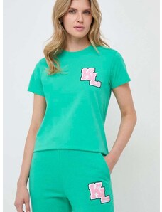 Karl Lagerfeld pamut póló női, zöld