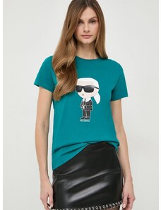 Karl Lagerfeld pamut póló női, zöld
