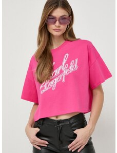 Karl Lagerfeld pamut póló női, rózsaszín