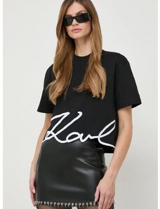 Karl Lagerfeld pamut póló női, fekete