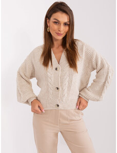 Fashionhunters Light beige women's sweater with decorative buttons from RUE PARIS