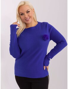Fashionhunters Cobalt blue casual plus-size sweater with tassel