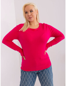 Fashionhunters Plus Size Fuchsia Plain Sweater with Long Sleeves