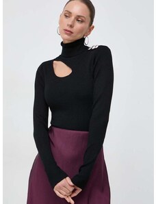 Morgan pulóver női, fekete, garbónyakú