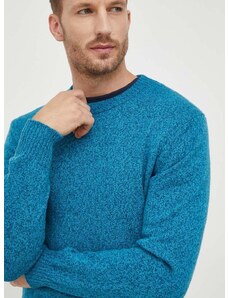 United Colors of Benetton gyapjúkeverék pulóver könnyű, férfi, türkiz