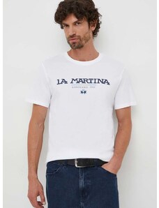 La Martina pamut póló fehér, férfi, nyomott mintás