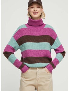 Roxy pulóver női, türkiz, garbónyakú