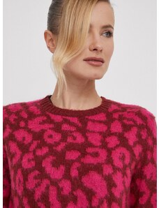 United Colors of Benetton gyapjúkeverék pulóver könnyű, női, rózsaszín