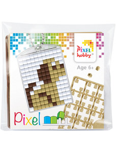 jatekok-pixelhobby - PIXELHOBBY Pixel kulcstartókészítő szett 1 kulcstartó alaplappal, 3 színnel, kutyus