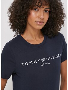 Tommy Hilfiger pamut póló női, sötétkék