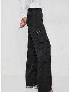Karl Lagerfeld nadrág női, fekete, magas derekú egyenes