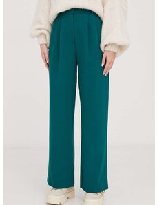 Abercrombie & Fitch nadrág női, zöld, magas derekú széles