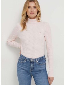 Tommy Hilfiger pulóver könnyű, női, rózsaszín, garbónyakú
