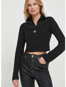 Calvin Klein Jeans pamut pulóver fekete