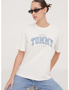 Tommy Jeans pamut póló női, bézs