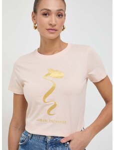 Armani Exchange pamut póló női, rózsaszín