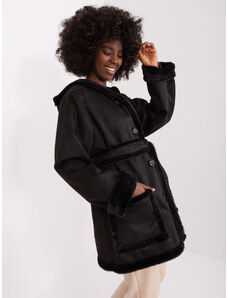 Fashionhunters Black women's winter coat with pockets