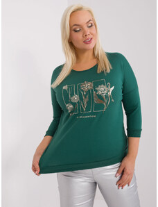Fashionhunters Navy green plus size blouse with appliqués