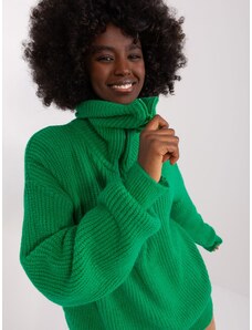 Fashionhunters Green turtleneck with a zipper at the neckline