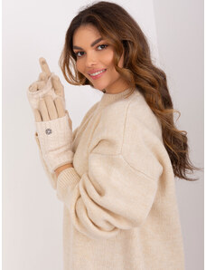 Fashionhunters Beige touch gloves with knitted insulation