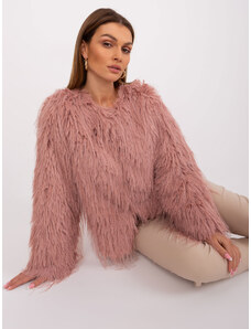 Fashionhunters Dark pink transitional jacket with eco fur