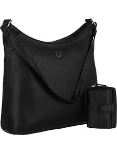 Peterson fekete bőr pénztárca és pénztárca készlet [DH] PTN 6104-DS