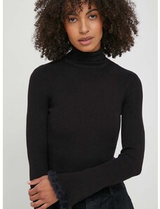 XT Studio pulóver könnyű, női, fekete, garbónyakú